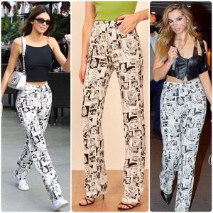 Reformation Jeans Comic book High Rise Wide Leg Pants Size 29  tumblr pop art